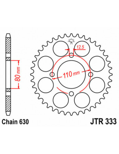 Couronne JT SPROCKETS acier standard 333 - 630