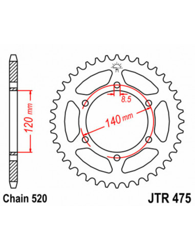 Couronne JT SPROCKETS acier standard 475 - 520