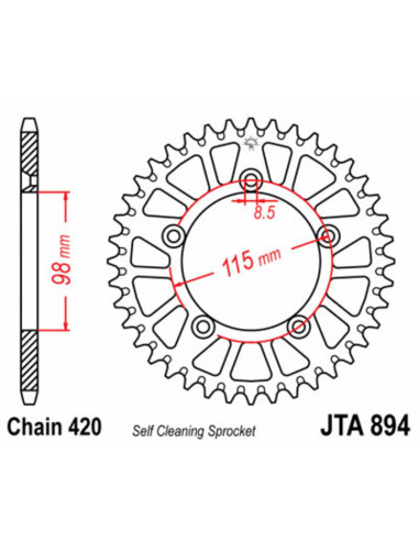 Couronne JT SPROCKETS aluminium Ultra-Light anti-boue 894 - 420