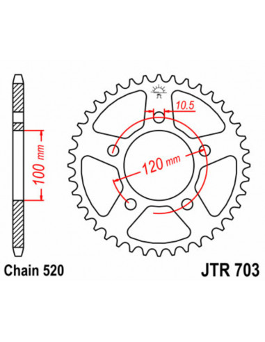 Couronne JT SPROCKETS acier standard 703 - 520