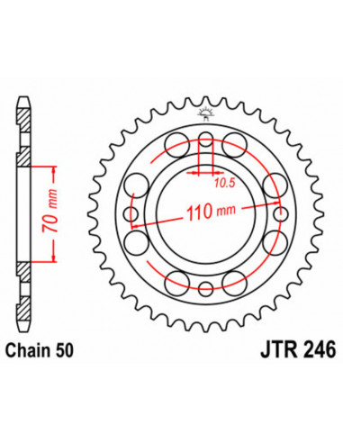 Couronne JT SPROCKETS acier standard 246 - 530