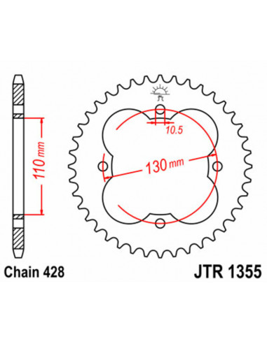 Couronne JT SPROCKETS acier standard 1355 - 428