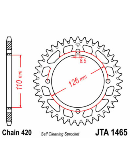Couronne JT SPROCKETS aluminium Ultra-Light anti-boue 1465 - 420
