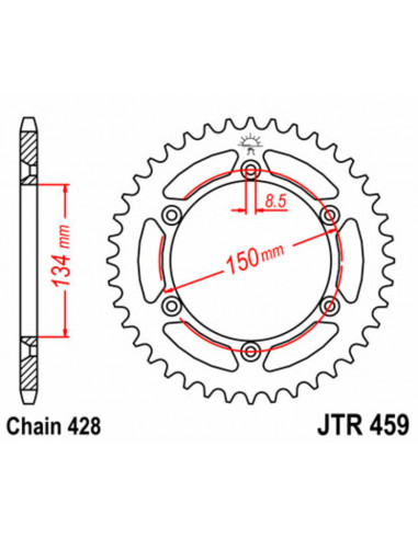 Couronne JT SPROCKETS acier standard 459 - 428