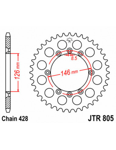 Couronne JT SPROCKETS acier standard 805 - 428