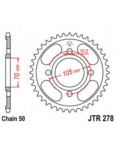 Couronne JT SPROCKETS acier standard 278 - 530