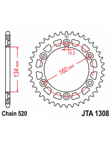 Couronne JT SPROCKETS aluminium Ultra-Light 1308 - 520