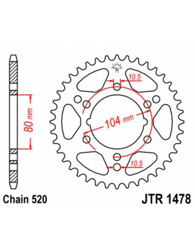 Couronne JT SPROCKETS acier standard 1478 - 520