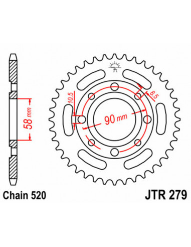 Couronne JT SPROCKETS acier standard 279 - 520