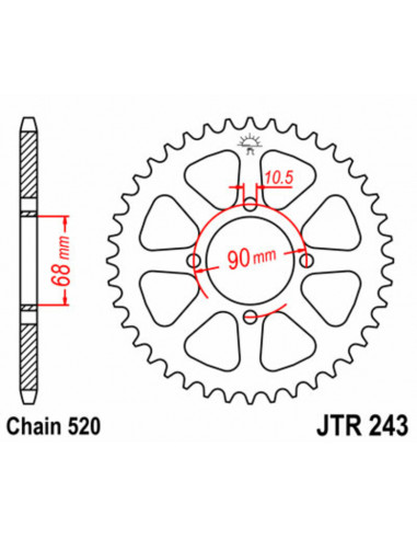 Couronne JT SPROCKETS acier standard 243 - 520