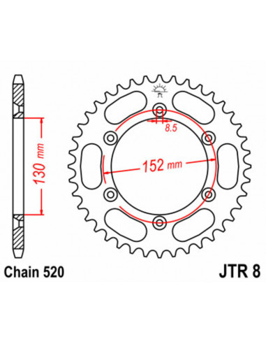 Couronne JT SPROCKETS acier standard 8 - 520