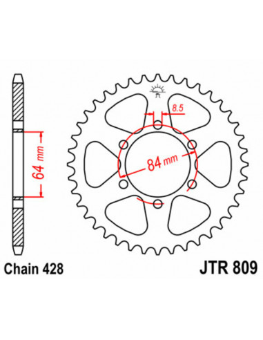 Couronne JT SPROCKETS acier standard 809 - 428