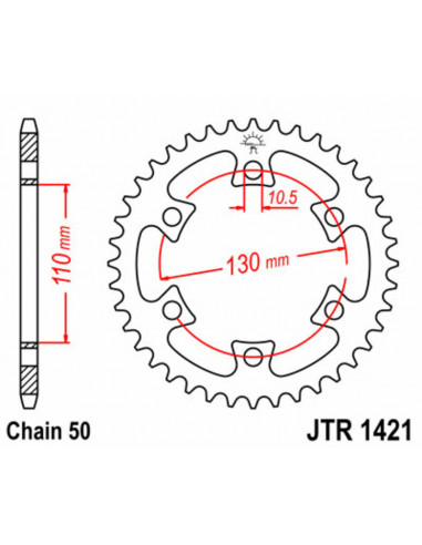 Couronne JT SPROCKETS acier standard 1421 - 530