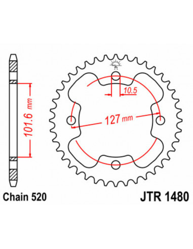 Couronne JT SPROCKETS acier standard 1480 - 525