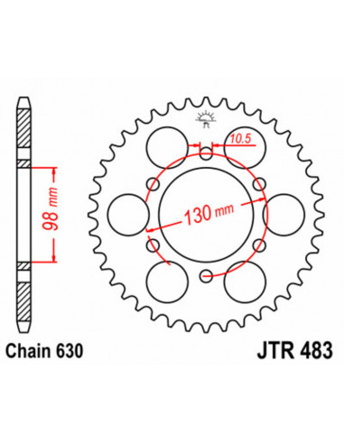 Couronne JT SPROCKETS acier standard 483 - 630