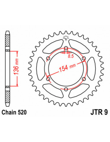 Couronne JT SPROCKETS acier standard 9 - 520