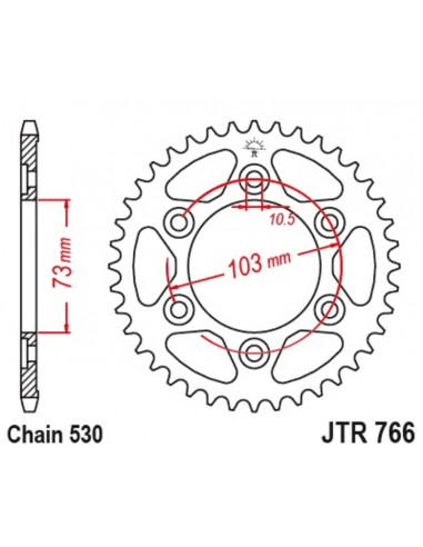 Couronne JT SPROCKETS acier standard 766 - 530