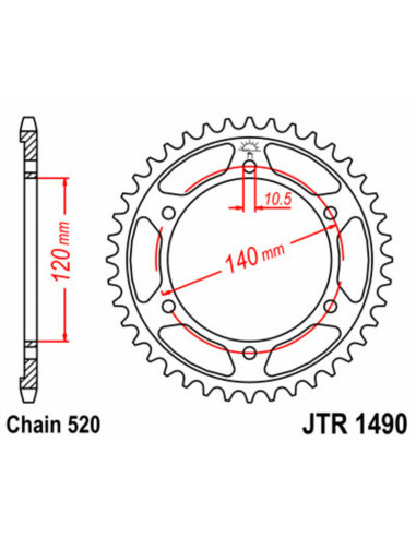 Couronne JT SPROCKETS acier standard 1490 - 520