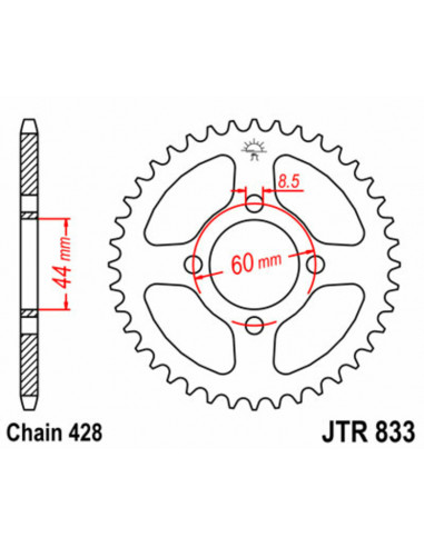 Couronne JT SPROCKETS acier standard 833 - 428