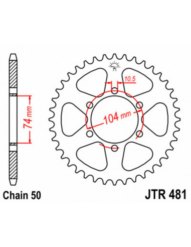 Couronne JT SPROCKETS acier standard 481 - 530