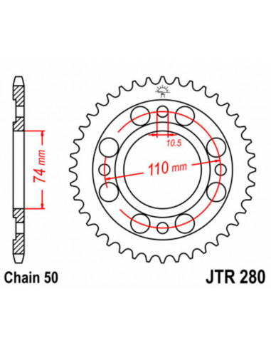 Couronne JT SPROCKETS acier standard 280 - 530