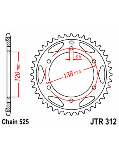 Couronne JT SPROCKETS acier standard 312 - 525