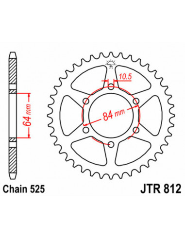 Couronne JT SPROCKETS acier standard 812 - 525