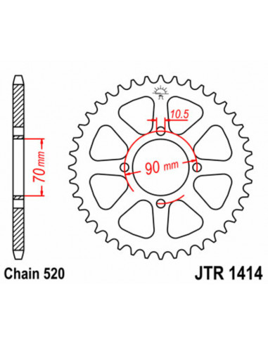 Couronne JT SPROCKETS acier standard 1414 - 520