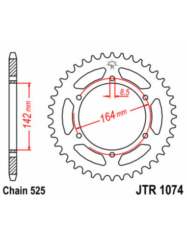 Couronne JT SPROCKETS acier standard 1074 - 525