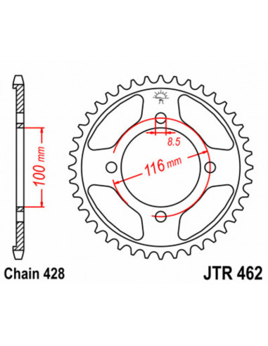 Couronne JT SPROCKETS acier standard 462 - 428