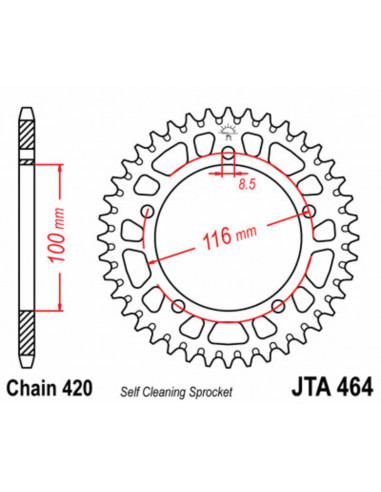 Couronne JT SPROCKETS aluminium Ultra-Light anti-boue 464 - 420