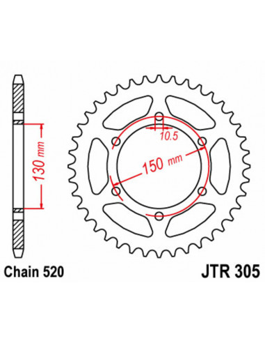 Couronne JT SPROCKETS acier standard 305 - 520