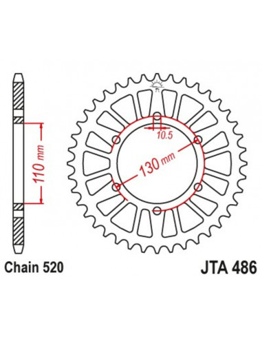 Couronne JT SPROCKETS aluminium ultra-light 486 - 520