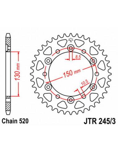 Couronne JT SPROCKETS acier standard 245/3 - 520