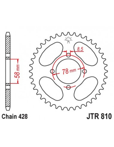 Couronne JT SPROCKETS acier standard 810 - 428