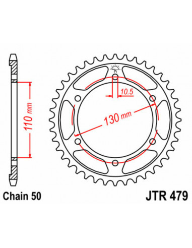 Couronne JT SPROCKETS acier standard 479 - 530