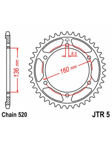 Couronne JT SPROCKETS acier standard 5 - 520