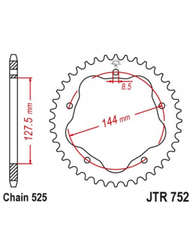 Couronne JT SPROCKETS aluminium 752 - 525