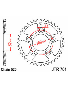 Couronne JT SPROCKETS acier standard 701 - 520
