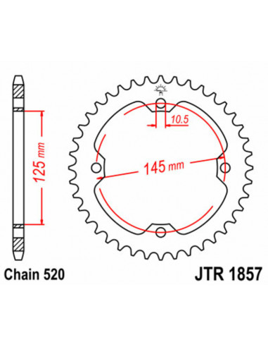 Couronne JT SPROCKETS acier standard 1857 - 520