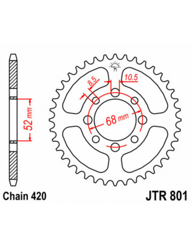 Couronne JT SPROCKETS acier standard 801 - 420