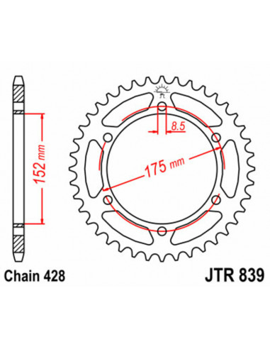 Couronne JT SPROCKETS acier standard 839 - 428