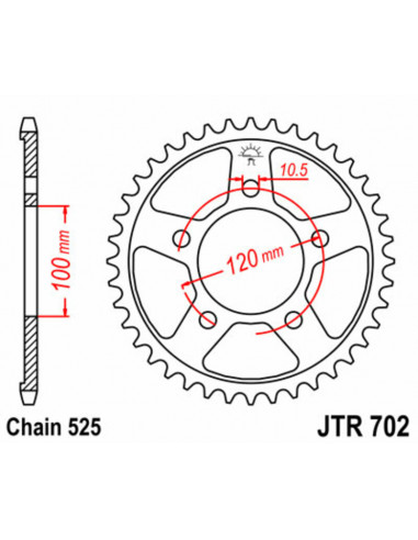 Couronne JT SPROCKETS acier standard 702 - 525