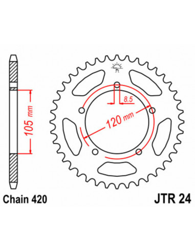 Couronne JT SPROCKETS acier standard 24 - 420