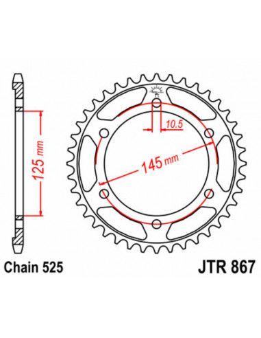 Couronne JT SPROCKETS acier standard 867 - 525