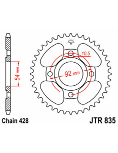 Couronne JT SPROCKETS acier standard 835 - 428