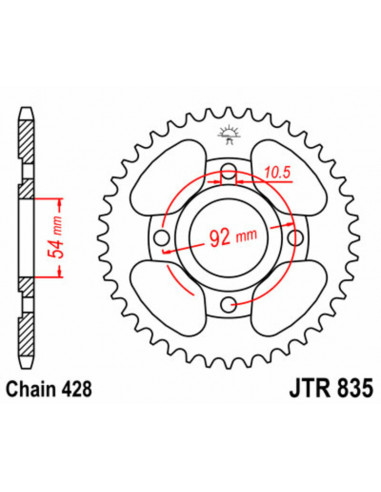 Couronne JT SPROCKETS acier standard 835 - 428