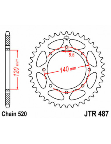 Couronne JT SPROCKETS acier standard 487 - 520