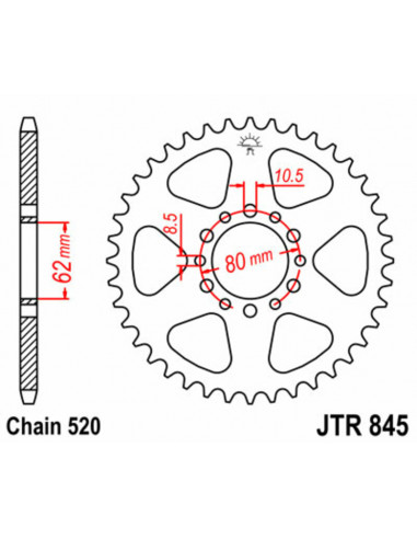 Couronne JT SPROCKETS acier standard 845 - 520