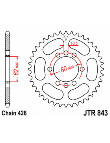 Couronne JT SPROCKETS acier standard 843 - 428